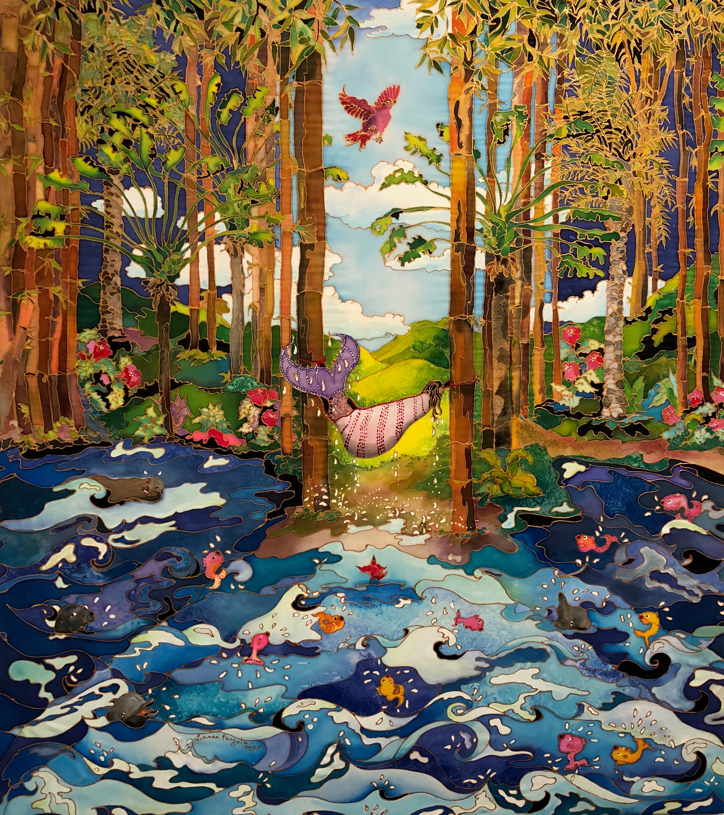 Silk painting artwork 1